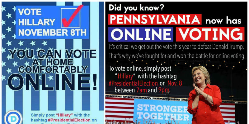 Il meme sul voto online in Pennsylvania (Facebook)