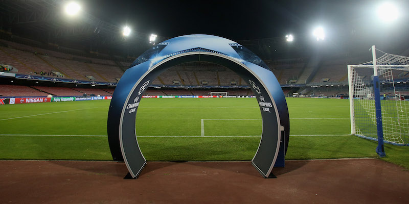 Il campo del San Paolo di Napoli il giorno prima di una partita di Champions League (Maurizio Lagana/Getty Images)