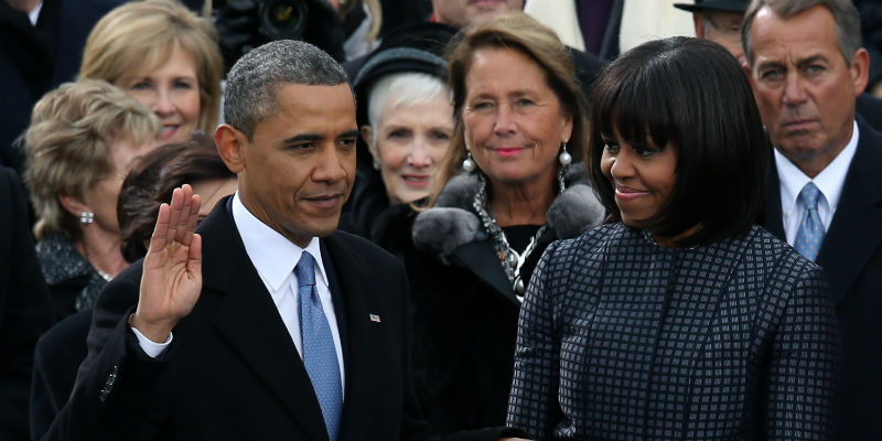 Il secondo giuramento di Obama nel 2013, a Washington (Alex Wong/Getty Images)