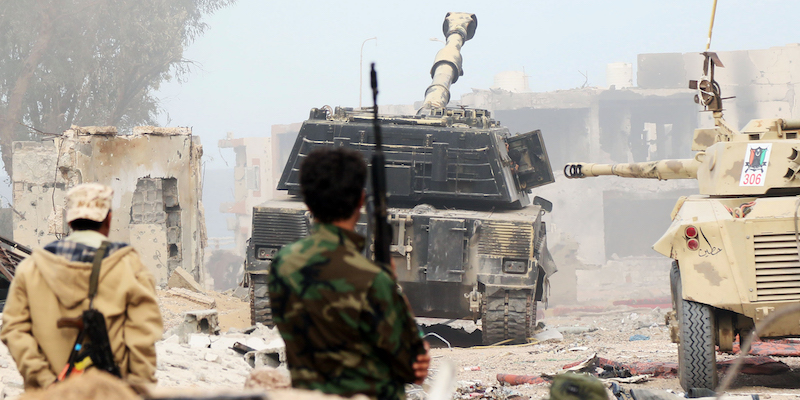 Combattenti fedeli al governo di unità nazionale a Sirte (MAHMUD TURKIA/AFP/Getty Images)