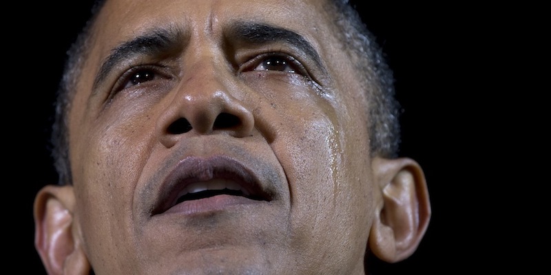 Barack Obama durante il suo ultimo discorso da candidato, il 5 novembre 2012 in Iowa. (AP Photo/Carolyn Kaster)