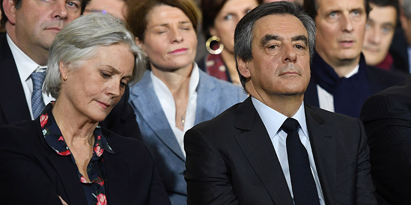 Penelope Fillon e François Fillon, Parigi, 29 gennaio 2017 (ERIC FEFERBERG/AFP/Getty Images)