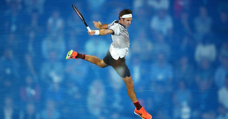 Roger Federer nella semifinale degli Australian Open contro Stan Wawrinka, Melbourne, 26 gennaio 2017
(Cameron Spencer/Getty Images)