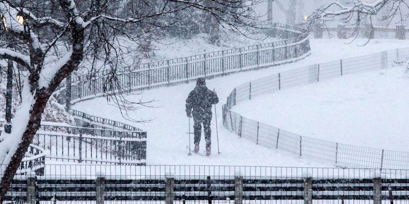 Un uomo scia a Central Park, New York, 7 gennaio 2017
(EDUARDO MUNOZ ALVAREZ/AFP/Getty Images)