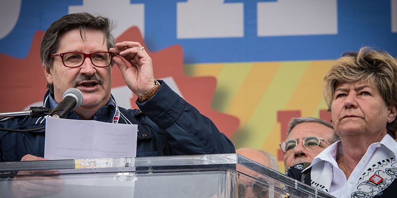 Ivan Pedretti e Susanna Camusso, nel maggio 2016 (Andrea Ronchini/Pacific Press via ZUMA Wire)