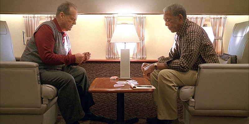 Una scena del film "Non è mai troppo tardi" (2007) con Jack Nicholson e Morgan Freeman