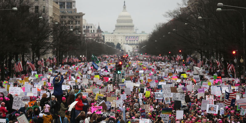 Manifestanti alla Women's March di Washington, il 21 gennaio 2017 (Mario Tama/Getty Images)