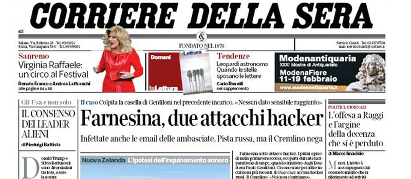 Le prime pagine di sabato 11 febbraio 2017