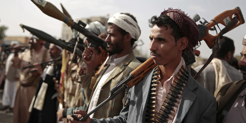 Ribelli Houthi a Sana'a, in Yemen (AP Photo/Hani Mohammed)