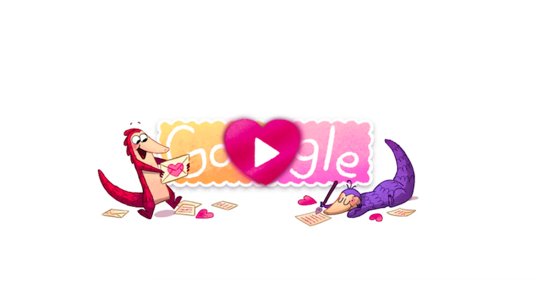 Il doodle di Google per San Valentino con i Pangolini