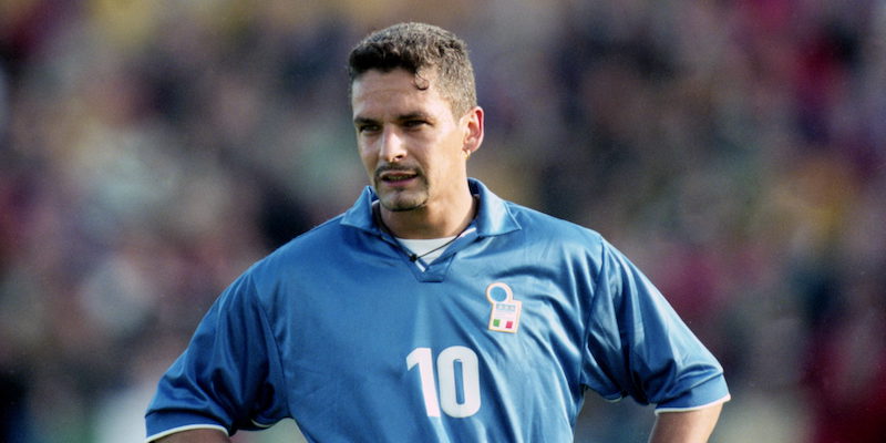 Roberto Baggio durante la partita fra Italia e Svezia, il 2 giugno del 1998 (Credit Image: © Bildbyran via ZUMA Wire)