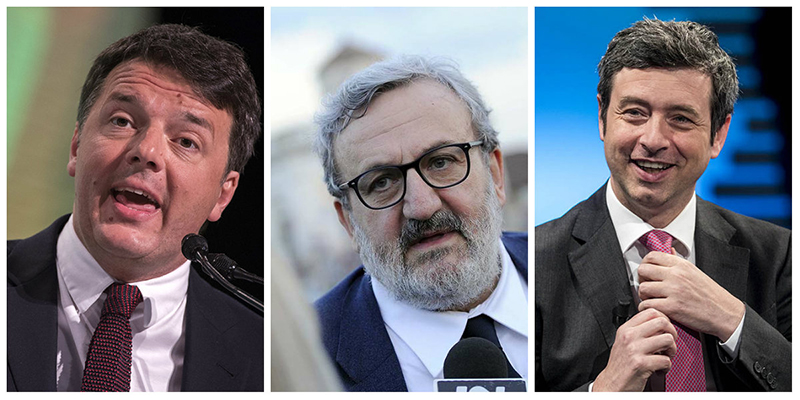 Matteo Renzi, Michele Emiliano, Andrea Orlando (La Presse)