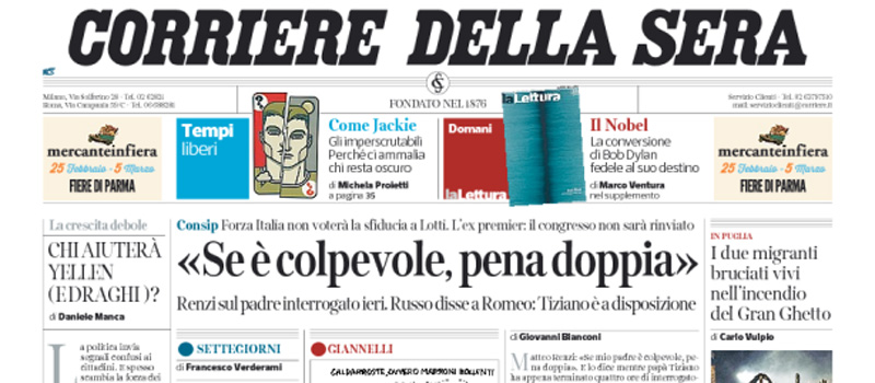 Le prime pagine di sabato 4 marzo 2017