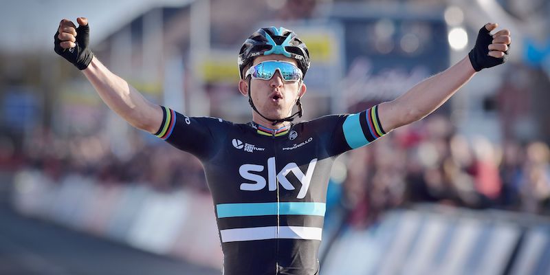 Michal Kwiatkowski al traguardo della 'E3 Prijs Vlaanderen Harelbeke (DAVID STOCKMAN/AFP/Getty Images)