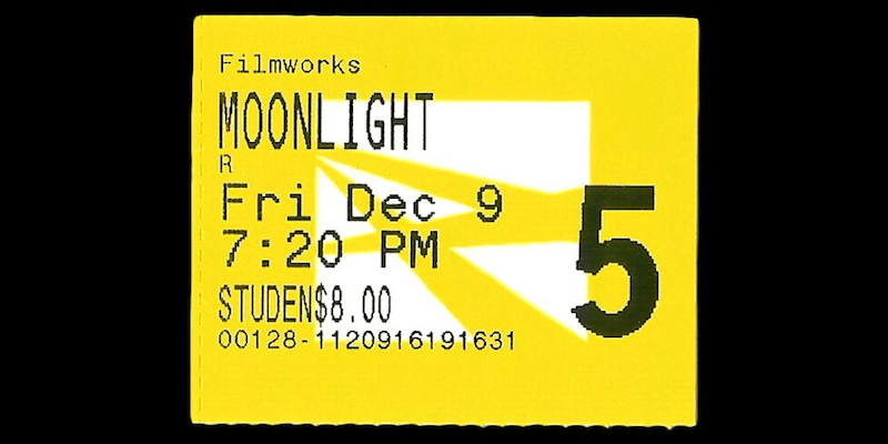 Biglietto per vedere "Moonlight" al Baxter Avenue Theatre di Louisville, in Kentucky, il 9 dicembre 2016 (Tickets Please!)