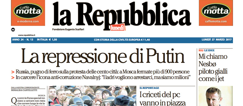 Le prime pagine di lunedì 27 marzo 2017