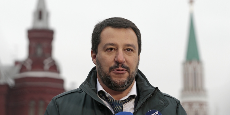 Matteo Salvini a Mosca il 18 novembre 2016 (AP Photo/Ivan Sekretarev)