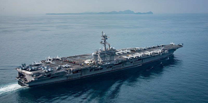 La nave Carl Vinson, fotografata il 14 aprile 2017 (Mass Communication Specialist 2nd Class Sean M. Castellano / U.S. Navy via Getty Images)