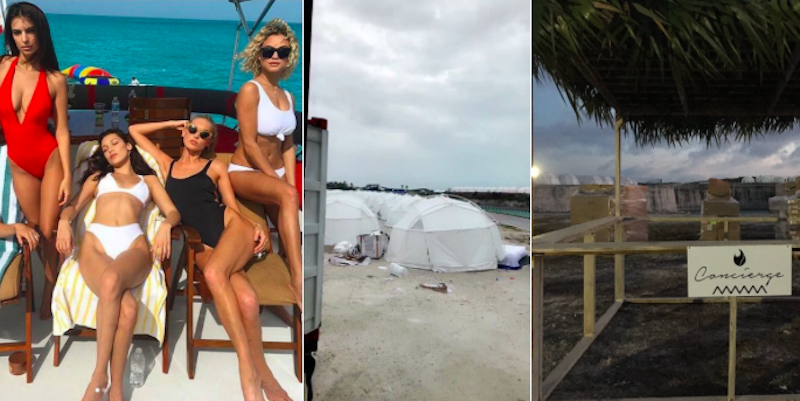 Un'immagine di come è stato pubblicizzato e di come in realtà si presentava il Fyre Festival