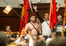 Le foto dell'irruzione al Parlamento macedone