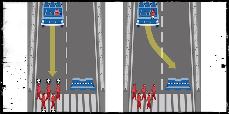 Uno degli scenari proposti dall'esperimento del MIT Moral Machine