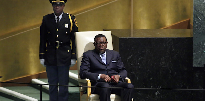 Il presidente namibiano Hage Geingob (AP Photo/Richard Drew)