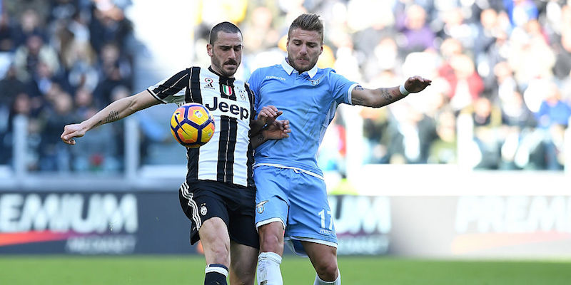 Leonardo Bonucci e Ciro Immobile durante Juventus-Lazio di campionato (Valerio Pennicino/Getty Images)
