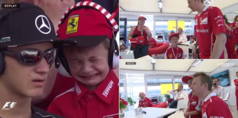È stata una bella giornata per un piccolo tifoso di Kimi Raikkonen