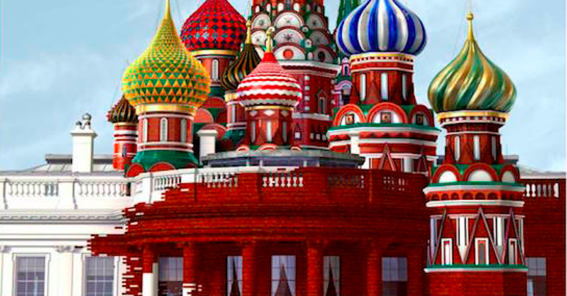 La nuova copertina di Time, con la Casa Bianca in versione russa