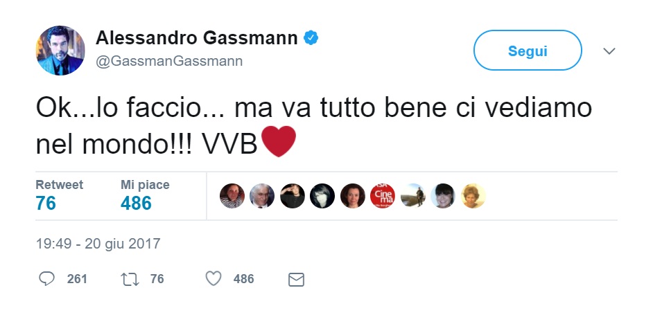 Alessandro Gassmann ha detto che lascerà Twitter per una polemica sui migranti