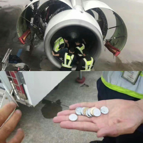 Le monetine nel motore di un aereo forse portano fortuna ma sicuramente causano ritardi