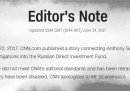 Tre giornalisti di CNN si sono dimessi per avere pubblicato un articolo infondato
