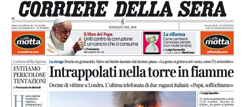 Le prime pagine di giovedì 15 giugno 2017