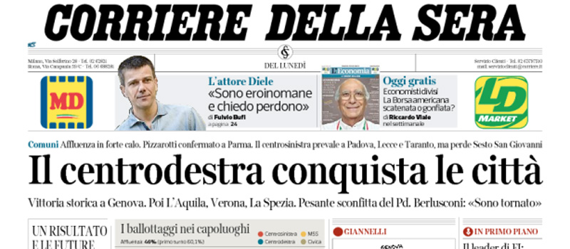 Le prime pagine di lunedì 26 giugno 2017