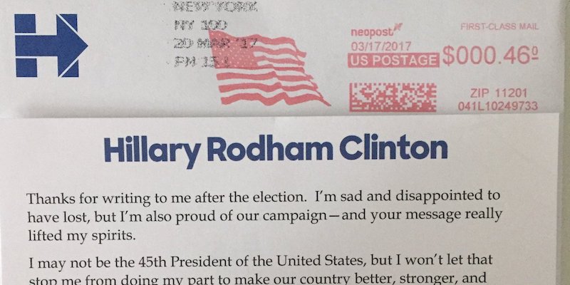 Una delle lettere scritte da Robert Russo per conto di Hillary Clinton (Twitter/Jennifer Diascro)