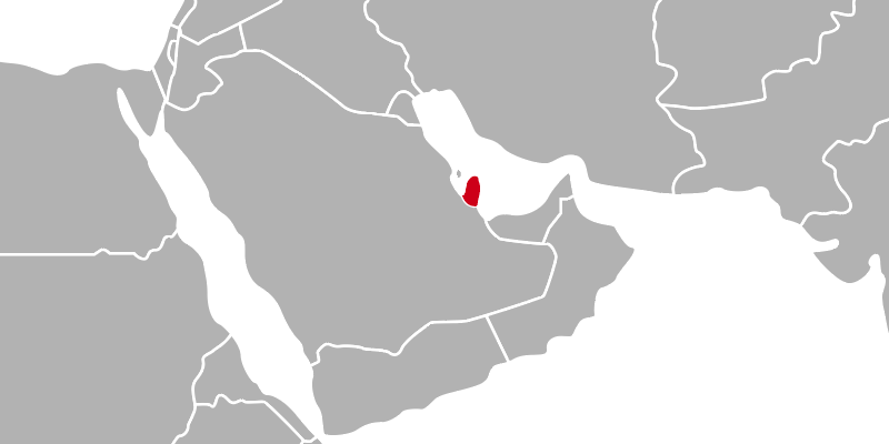 Il Qatar in rosso, e intorno a lui gli altri paesi del Golfo Persico