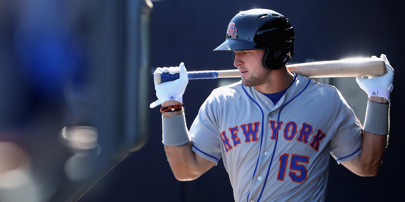 Tim Tebow durante un allenamento con i New York Mets (Mike Ehrmann/Getty Images)