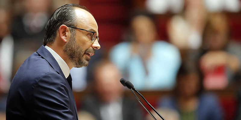 Edouard Philippe all'Assemblea nazionale, 4 luglio 2017 (AP Photo/Michel Euler)
