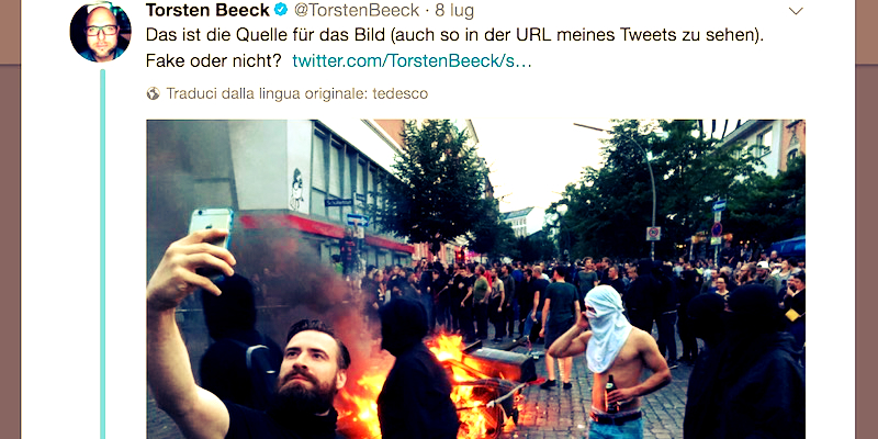 La foto del selfie durante le proteste violente al G20 è probabilmente vera