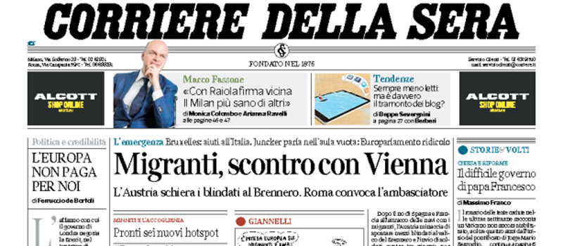 Le prime pagine di mercoledì 5 luglio 2017