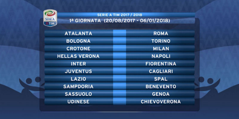 Il calendario della Serie A 2017/2018: le date di tutte le partite