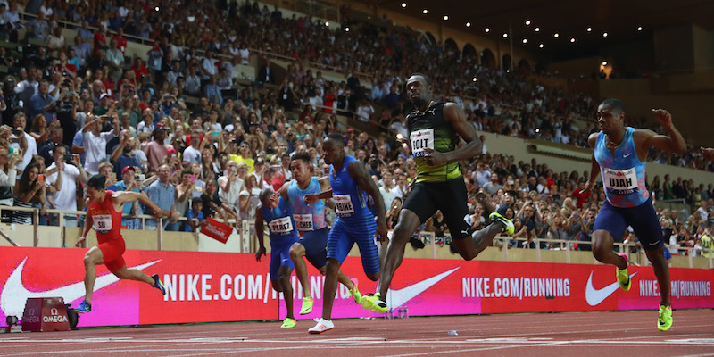 Usain Bolt dopo aver vinto i 100 metri al meeting Herculis di Monaco (Michael Steele/Getty Images)