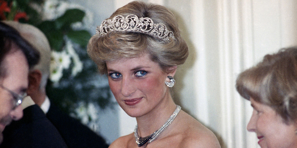 Diana Spencer a un evento per i reali inglesi organizzato dal presidente della Germania Ovest Richard von Weizsacker a Bonn, 2 novembre 1987
(AP Photo/Herman Knippertz)