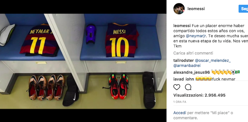Messi ha salutato Neymar con un video su Instagram