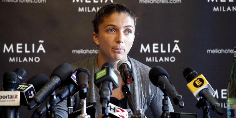 Sara Errani nella conferenza stampa di mercoledì mattina a Milano (LaPresse) 