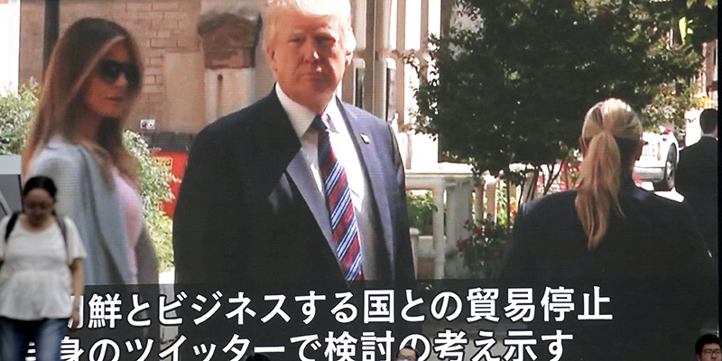 Donald Trump in una tv del Giappone, Tokyo, 4 settembre 2017
(AP Photo/Shizuo Kambayashi)