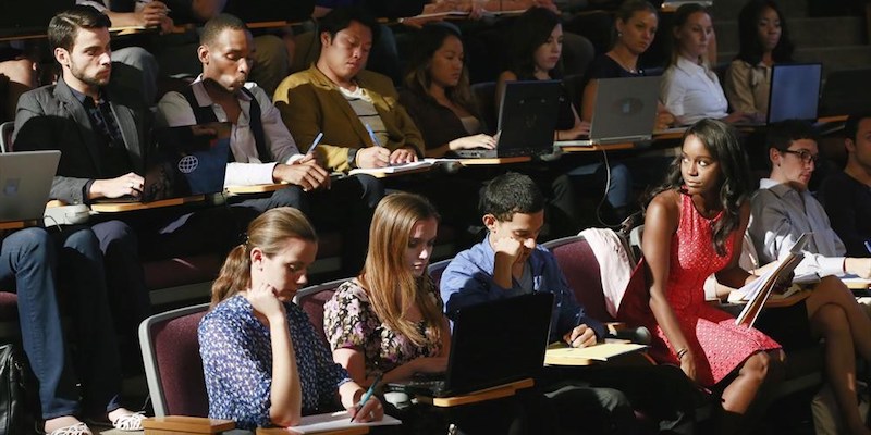 L'aula universitaria di "Le regole del delitto perfetto"