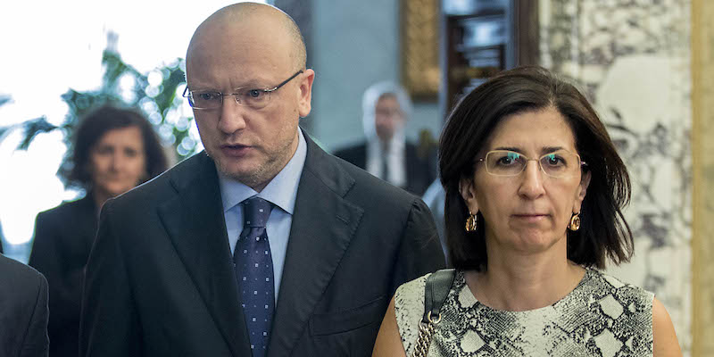 Il presidente di Confindustria Vincenzo Boccia e la direttrice generale Marcella Panucci il 31 maggio 2017 (Roberto Monaldo/LaPresse)