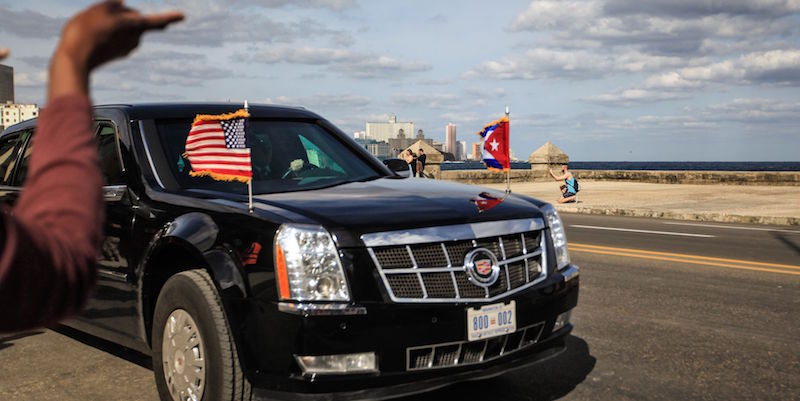 La limousine dell'ex presidente americano Barack Obama a L'Avana, il 22 marzo 2016 (DIANA ULLOA/AFP/Getty Images)