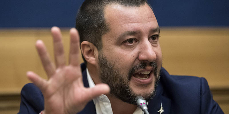 Conferenza stampa di Matteo Salvini dopo il sequestro di alcuni conti correnti della Lega Nord, Roma, 14 settembre 2017 
(Roberto Monaldo/LaPresse)